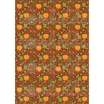 Mintás barkácsfilc - őszi tökös barna alapon