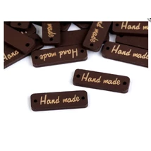 "Hand made" feliratú sötétbarna fa címke - 10db "Hand made" feliratú sötétbarna fa címke - 10db