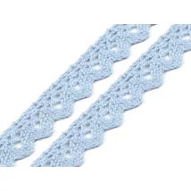 Világoskék pamut vertcsipke szalag
