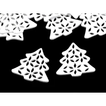 Fehér fa fenyőfa dekorációk - 10db