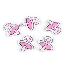 Cumi formájú fűzhető fa dekoráció - 5db - rózsaszín Cumi formájú fűzhető fa dekoráció - 5db - rózsaszín