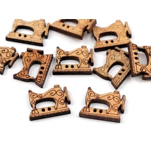 Varrógép formájú natúr barna fa gombcsomag - 10db Varrógép formájú natúr barna fa gombcsomag - 10db