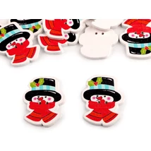 Hóember fej fekete kalappal - színes fa formagomb csomag - 10db