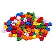 Pici színes virág alakú fagomb csomag - 11mm - 10db