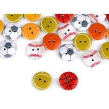 Labda mintás kerek fa gombcsomag - 15mm - 10db