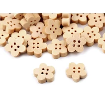 Natúr virág formájú fa gombcsomag - 10db Natúr virág formájú fa gombcsomag - 10db