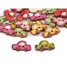 Autó formájú színes fa furnér gombcsomag