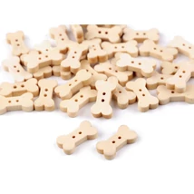 Csont formájú natúr fa gombcsomag - 10db Csont formájú natúr fa gombcsomag - 10db