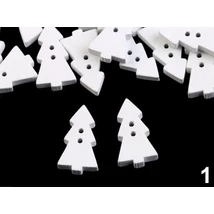 Fehér hosszúkás fenyőfa alakú fa gombok - 10db Fehér hosszúkás fenyőfa alakú fa gombok - 10db