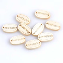 "Hand made" feliratú natúr fa címke - 10db "Hand made" feliratú natúr fa címke - 10db