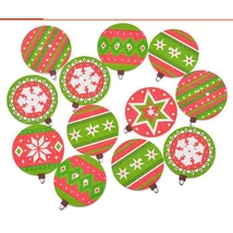 Piros zöld karácsonyfadísz fa formagomb csomag - 10db