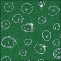 Csillogó kör mintás barkácsfilc - merev - zöld