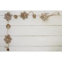 Fotóháttér - karácsonyi - hópelyhek koszos fehér fa deszkán - 40cm x 60cm