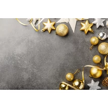 Fotóháttér - karácsonyi - arany ezüst díszek szürke beton alapon - 40cm x 60cm Fotóháttér - karácsonyi - arany ezüst díszek szürke beton alapon - 40cm x 60cm