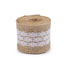 Csipkés natúr juta szalag - 50mm - 2m Csipkés natúr juta szalag - 50mm - 2m