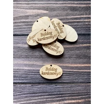 Nyír furnér ovális táblácska - Boldog karácsonyt!