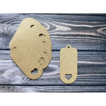 Kraft papír szív mintás hosszúkás ajándékkísérő kártya - 10db Kraft papír szív mintás hosszúkás ajándékkísérő kártya - 10db