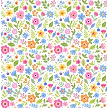 Mintás barkácsfilc méteráru  - színes tavaszi virágok
