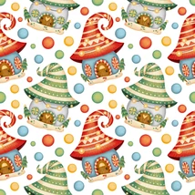 Mintás barkácsfilc méteráru  - karácsonyi manóházak