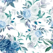 Mintás barkácsfilc méteráru DARAB - kék rózsák Mintás barkácsfilc méteráru DARAB - kék rózsák