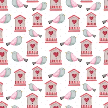 Mintás barkácsfilc méteráru DARAB - madárka szíves házikóval Mintás barkácsfilc méteráru DARAB - madárka szíves házikóval