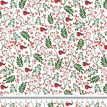 Mintás barkácsfilc méteráru  - bogyós vörösbegy