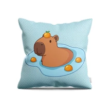 Panama szövet párnapanel - capybara - kék pöttyös alapon