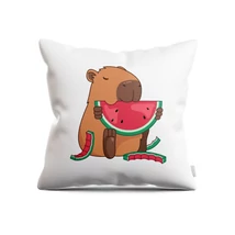 Panama szövet párnapanel - capybara - fehér alapon dinnyés