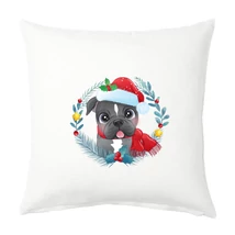 Panama szövet párna panel - cuki karácsonyi kutyák - 02