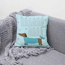 Panama szövet szorzótáblás panel - cuki tacskó - kék Panama szövet szorzótáblás panel - cuki tacskó - kék