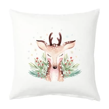 Panama szövet párna panel - téli barátok - szarvas