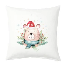 Panama szövet párna panel - téli barátok - maci