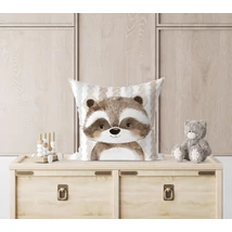 Velúr hatású szövet párna panel - erdei állat portré - mosómaci Velúr hatású szövet párna panel - erdei állat portré - mosómaci