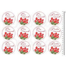 Mintás barkácsfilc - óvó néninek dadus néninek - piros tulipános koszorúk