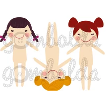 Mintás barkácsfilc - kivágható öltöztetős babák - 2mm vastag, merev