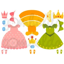 Mintás barkácsfilc - kivágható ruhák öltöztetős babákhoz - hercegnős