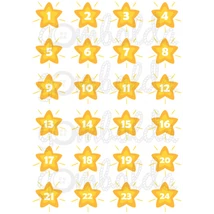 Mintás barkácsfilc - adventi számok csillagokban - sárga