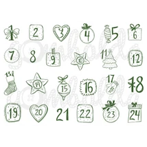 Mintás barkácsfilc - adventi számok vintage stílusban - zöld Mintás barkácsfilc - adventi számok vintage stílusban - zöld