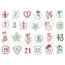 Mintás barkácsfilc - adventi számok vintage stílusban - piros zöld Mintás barkácsfilc - adventi számok vintage stílusban - piros zöld
