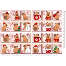 Mintás barkácsfilc - capybara - nagy adventi számok - 2 lapos Mintás barkácsfilc - capybara - nagy adventi számok - 2 lapos