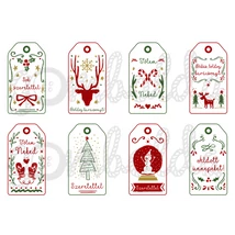 Mintás barkácsfilc - karácsonyi ajándékkísérő kártyák - piros zöld Mintás barkácsfilc - karácsonyi ajándékkísérő kártyák - piros zöld