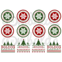 Mintás barkácsfilc - boldog karácsonyt címkék - zöld piros Mintás barkácsfilc - boldog karácsonyt címkék - zöld piros