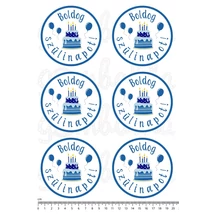 Mintás barkácsfilc - Boldog szülinapot! - tortás kör - kék nagy