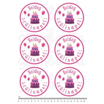 Mintás barkácsfilc - Boldog szülinapot! - tortás kör - rózsaszín nagy