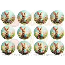 Mintás barkácsfilc - bűbáj nyuszik fészekben - kicsi kör