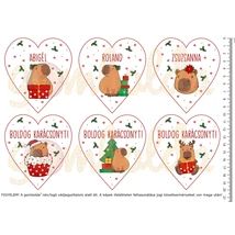 Mintás barkácsfilc - capybara NÉVVEL - nevesíthető Boldog karácsonyt! szívek