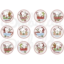 Mintás barkácsfilc - csészés jegesmacik körökben