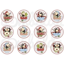 Mintás barkácsfilc - csészés pingvinek körökben Mintás barkácsfilc - csészés pingvinek körökben