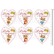 Mintás barkácsfilc - csillogó szemű rénszarvas - Boldog Karácsonyt! szívek