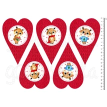 Mintás barkácsfilc - csillogó szemű rénszarvas - kötött szívekben